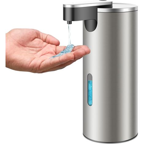 Dispenser automatico di zeep Roestvrij Staal met 3 livelli regolabili 340 ml Elektrische Zeepdispenser Sensore a infrarossi IPX4 Waterdicht voor Keuken en Badkamer (Zilver) (1/5)
