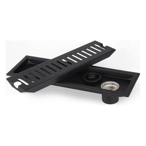 Rectangular floor drain, 20x10cm hair-proof shower grate, removable odor-proof shower drain (side) black (1/5)