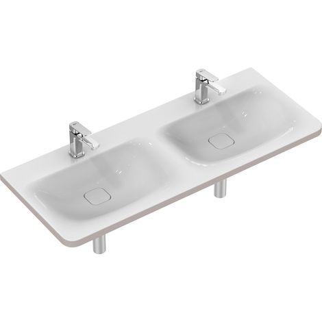 Ideal Standard TONIC II Double lavabo trop-plein caché, 2 trous 1215 x 490 x 170 mm, blanc (K087301) (1/5)