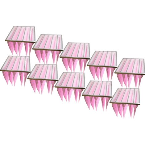 vhbw 10x HVAC F7 Bag Filter for Air-Conditioner Unit Ventilation System, 49 x 59.2 x 36 cm Pink - AC Air Pocket Filter