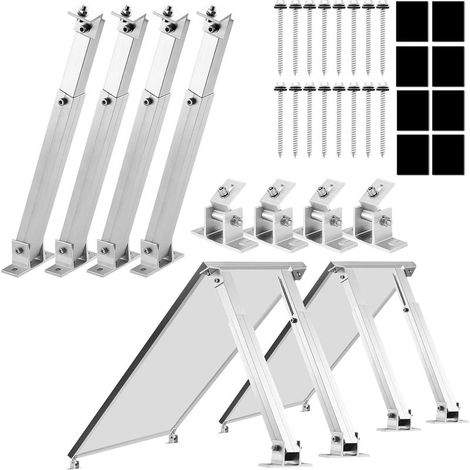 Solar panel mounting bracket for balcony, power plant, flat roof, adjustable from 15 to 60° (2 modules, 15 to 30°), 2 photovoltaic solar modules, universal wall mount for flat roof, module (1/5)