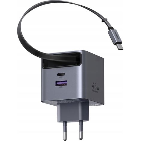 Ugreen Schnell-GaN-Wandladegerät 45W mit einziehbarem USB-C-Kabel für Telefone, 1 Stück. (1/5)