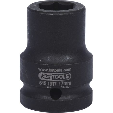 Douille à chocs 6 pans 3/4', 17 mm sur carte - KSTOOLS - 515.1317-E