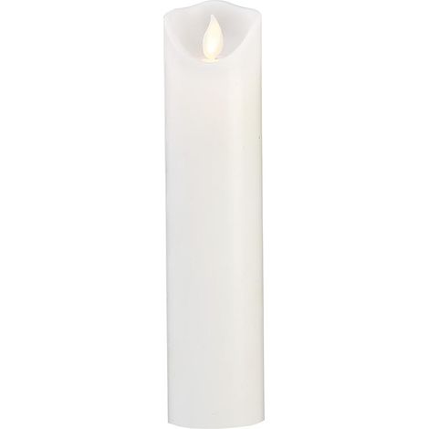 Schmale LED Stumpenkerze ,M-Twinkle', Flacker-Effekt, Batterie und Timer, weiß, H 20cm