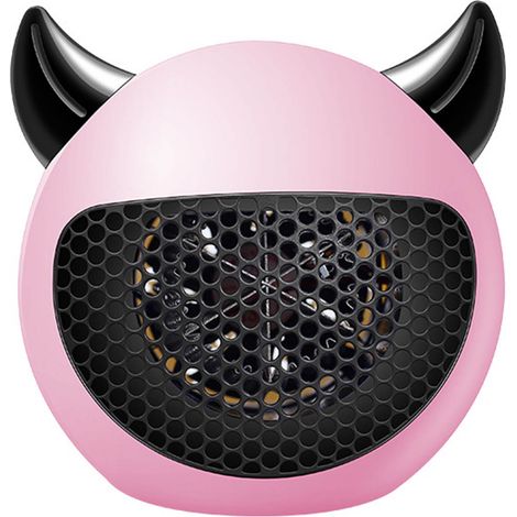 Mini Chauffage d'Appoint Rapide Forme Diable Mignon Portable Température Constante Rose 220V (1/5)