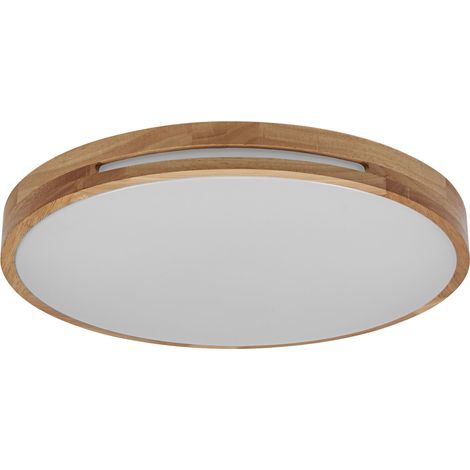 OSRAM Applique/plafonnier LED ORBIS Woodburry avec décor bois, 16 W, 1000 lm, 3000 K, 300 mm de diamètre, 830 blanc chaud agréable, protection IP20, vis de montage et chevilles incluses (1/4)