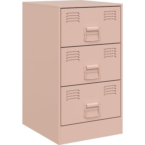 Maison Exclusive - Mesita de noche acero rosa 34,5x39x62 cm