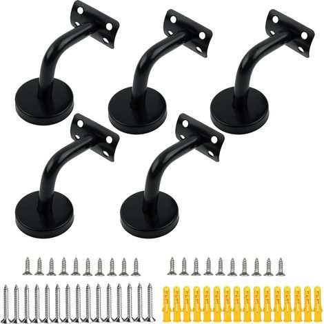 Support de Main Courante,5PCS Acier Inoxydable Supports de Rampe Main Courante Supports Muraux,Utilisé pour le Support d'escalier de Main Courante d'escalier (Noir) (1/5)