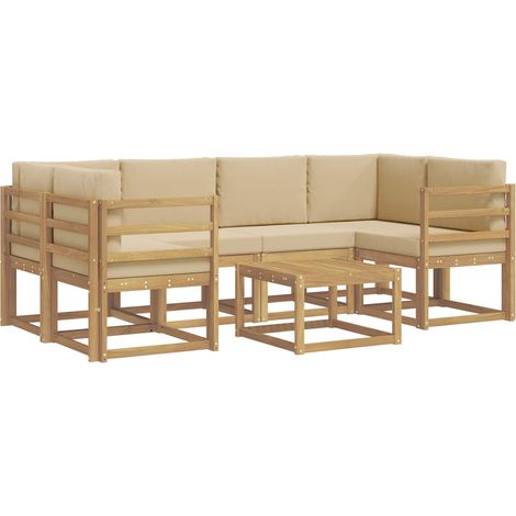 Outdoor Sofa Set with Cushion 7 pcs White and Beige vidaXL (1/5)