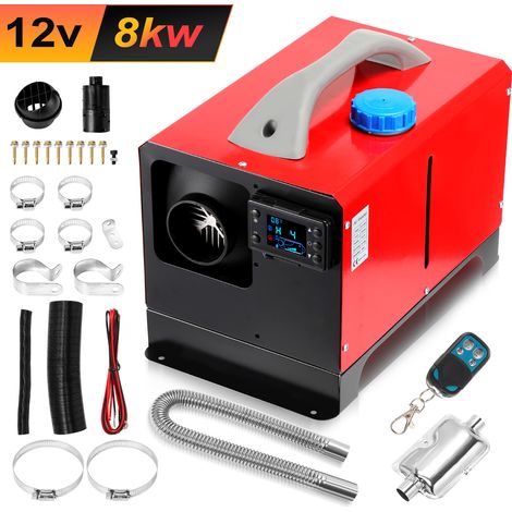 TolleTour Riscaldatore diesel ad aria  8 kW  12 V  LCD e telecomando  orizzontale  serbatoio 5 L  tutto in uno  rosso  compatto e portatile (1/5)