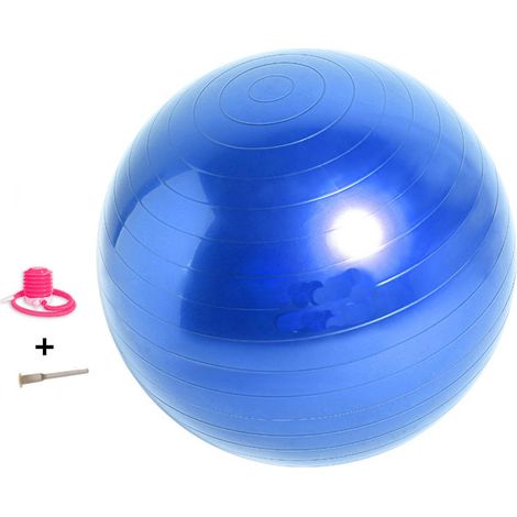 Ballon d'exercice en PVC épais de 75 cm de diamètre, résistant aux chocs, pour la gymnastique, le yoga et le fitness (bleu). (1/4)