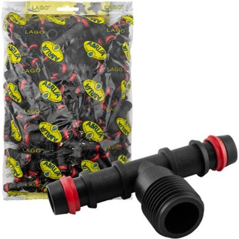 Raccordo a T maschio con anello di sicurezza, confezione da 100 unità - 16 mm - 1/2", ABRISA
