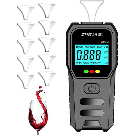 Éthylotest avec écran LCD numérique et annonce vocale, avec 10 embouts buccaux pour la maison et les fêtes (1/5)