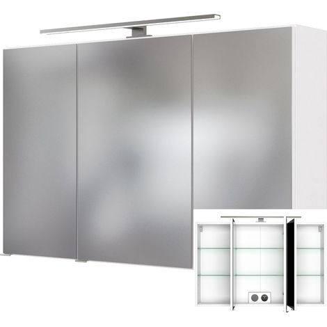 3D-Spiegelschrank 100cm in weiß GHOM-03 mit LED-Beleuchtung, B/H/T ca. 100/64/20 cm (1/5)