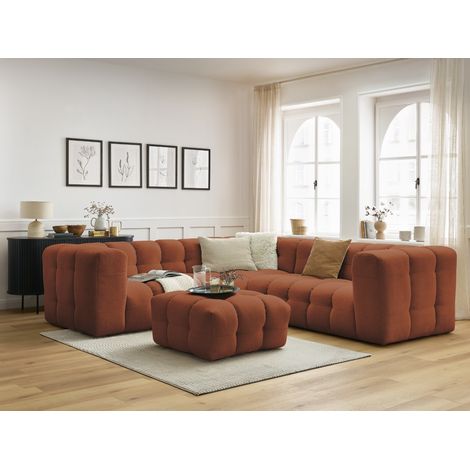 BOBOCHIC - Canapé d'angle réversible CLOUD avec pouf Réversible  Orange (1/5)