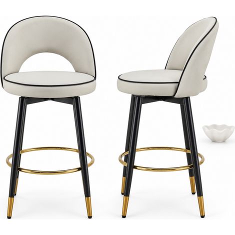Set di 2 sgabelli da bar girevoli a 360° in PU grigio con struttura metallica (1/5)