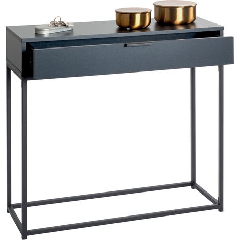 M&S – Console 1 tiroir 80x28x77 cm en panneaux de particules alvéolaires et métal – Style raffiné pour couloir ou salon – Charge max 25 kg