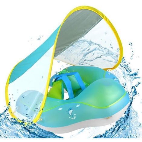 Flotteur de Bébé danneau Gonflable, Bouée Bébé Flotteur Bague pour Bébé avec Pare-Soleil Amovible pour Enfants (L, pour 6-30 (1/5)