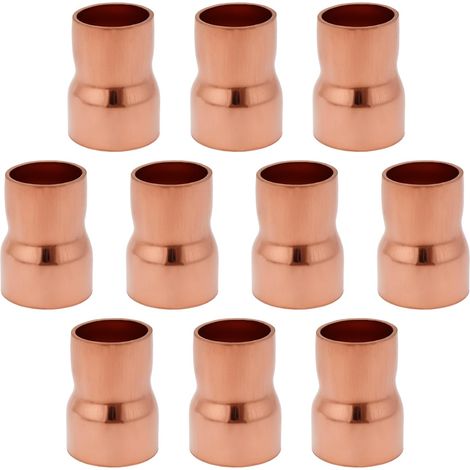 Create idea Lot de 10 réducteurs de connexion à souder en cuivre de 15 mm à 12,7 mm pour plomberie, réducteur de connecteur droit, raccord à pression, adaptateur de tube (1/4)