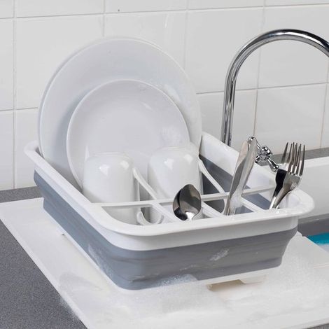 Escurridor plegable，Escurridor de plástico para fregadero con compartimentos para cubiertos，30,5  36  12,5 cm (1/4)