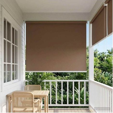 Store enrouleur extérieur avec protection UV, gris-brun, 80 x 230 cm (1/5)