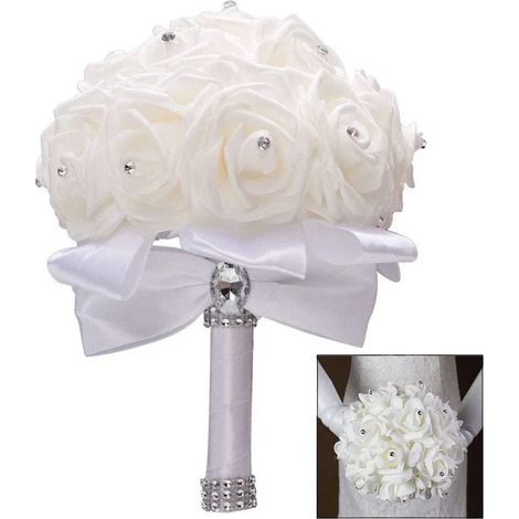 Bouquet de mariée avec fleurs artificielles - Accessoires de mariage - Bouquet de mariée - Bouquet de demoiselle d'honneur - Fleurs de mariage artificielles-AquaForge
