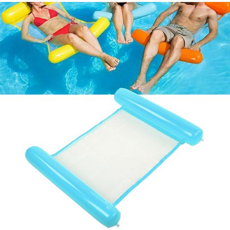 Hamac gonflable flottant pour piscine, grand modèle épais, chaise lounge portable été bleu, femmes hommes (1/5)