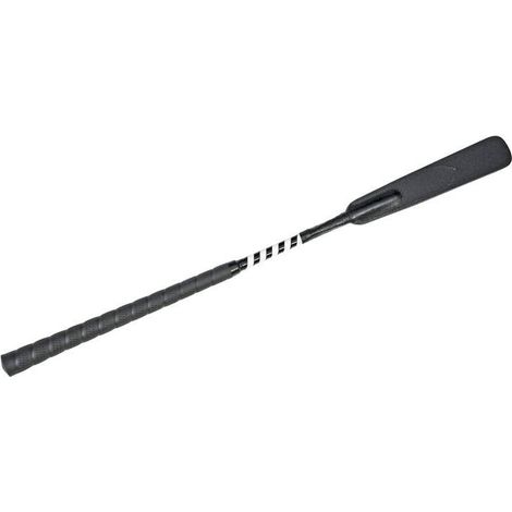 Noir et blanc - Cravache bicolore avec manche caoutchouc golf et bout cuir 65 cm (1/3)