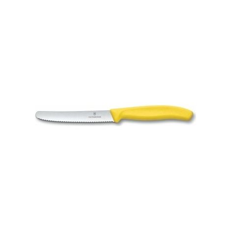 Cuchillo para tomates serrado con punta redondeada, longitud 110/219 mm - amarillo