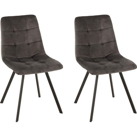 Chaises en velours peau de pêche et en métal (lot de 2) - OLIVIA (1/5)