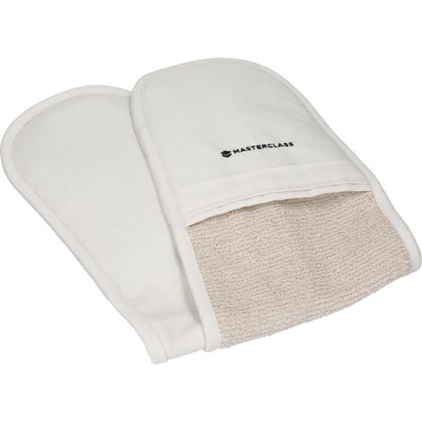 MasterClass Guanti da forno professionali Deluxe Guanti da forno, resistenti al calore e a doppia faccia, in cotone resistente, antiscivolo per cucinare e cuocere, crema