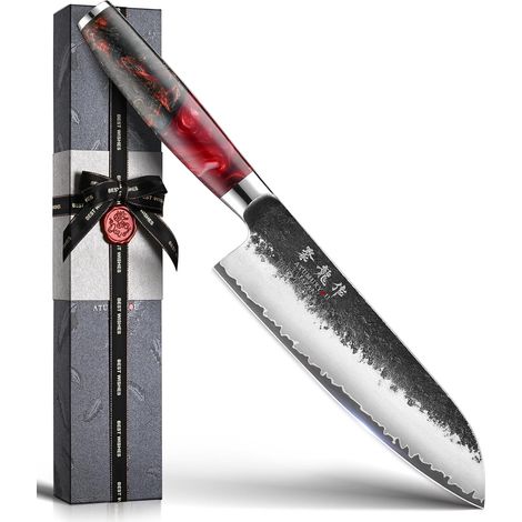 Couteau Japonais 18 cm, Couteau Santoku Tranchant en Acier VG10 (1/5)