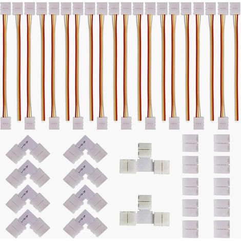 Connettore a 3 pin per strisce LED, adattatore per cavo flessibile, connettori angolari a L e a T, connettori per strisce LED da 10 mm per strisce luminose WS2811 e WS2812b