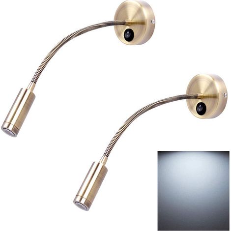 Set of 2 bedside lamps with switch, flexible LED bedside lamp, European style, white light, 3W, 6000K (1/5)