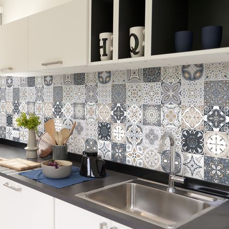 Sticker Mural Carrelage adhésif Cuisine Salle de Bain - 60 STICKERS CARRELAGES AZULEJOS FERNANDO - 60stickers10x10cm (1/5)