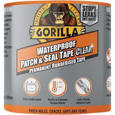 Gorilla Glue 3044751 Gorilla Waterproof Patch & Seal Tape 100mm x 2.4m Clear GRGWPSTCL