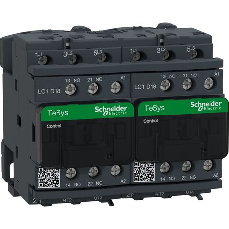 Schneider Electric – Contacteur inverseur 230V – LC2D18P7 – 7,5kW/400V 10HP/460V – Fréquence 50/60Hz – Pour applications industrielles (1/6)