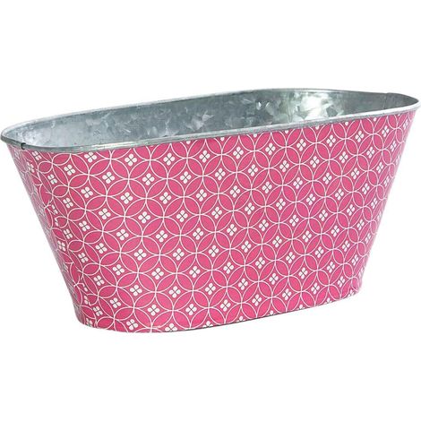 Portavaso ovale rosa in latta, 25x12,5x10,5 cm (kit da 5)