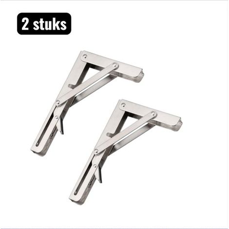 Set di 2 staffe per mensole, staffe triangolari pieghevoli in acciaio inox, 30 cm. Staffe a parete extra spesse e stabili per mensole, piani di lavoro e armadietti. (1/5)