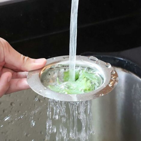 2PCS Kitchen Sink Strainer with Handle, Stainless Steel Sink Strainer with Handle, Kitchen Basket Grid, 110mm Diameter, Easy to Clean (1/5)