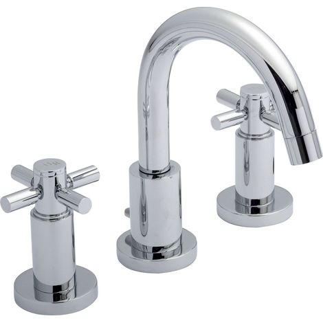 Hudson Reed Tec Crosshead 3-Hole Basin Mixer Tap with Pop Up Waste - Chrome (1/5)