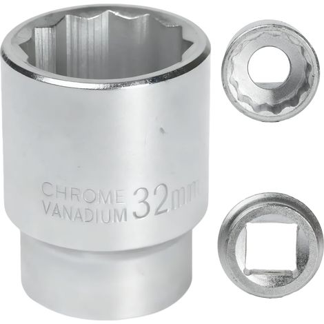Douille 32mm 3/4" 12 pans, Douille pour clé 3/4 32mm pour clé CR-MO (1/5)