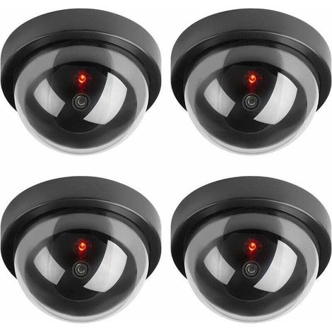 Caméras factices, Fausse de Sécurité Caméra Dôme CCTV avec LED Clignotant Lumière pour Les Entreprises Magasins Accueil, Usage Intérieur Extérieur (4 Pack) (1/4)