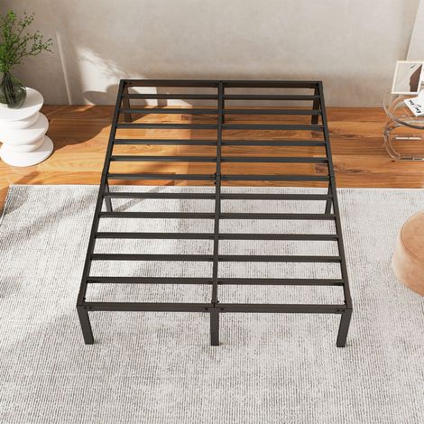 Jiubiaz Estructura de cama metálica 140 x 200 cm, negra, con lamas de acero y montaje sencillo (1/5)