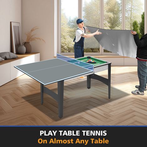 Mesa de ping pong plegable 180,34 x 90,17 x 1,2 cm gris MDF, premontada OKMYHOME (1/5)