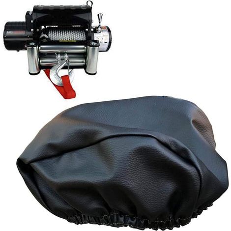 Winch Cover, Waterproof Winch Cover Heavy Duty Winch Protective Cover PU Leather Dustproof Protective Cover Winch Cover for 17500 lbs (1/5)