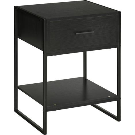 Beyamis Night Mesa Zusatzkissen mit Schublade und Ablagefach für Schlafzimmer, Wohnzimmer und Büro, 45 x 40 x 60 cm, Schwarz