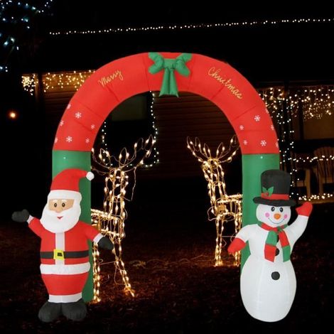 Arche gonflable - QINGQUE - 2,4m - Père Noël et bonhomme de neige - Décoration extérieure - Facile à installer (1/4)