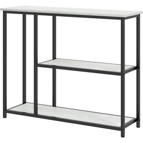Console meuble entrée 100 x 30 x 80 cm rangement 3 niveaux fixation murale stable moderne en panneau de particules blanc (1/5)