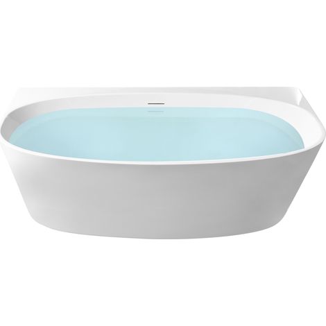 Bañera moderna acrílica ovalada de pared 150 x 79 cm blanco Parnaiba